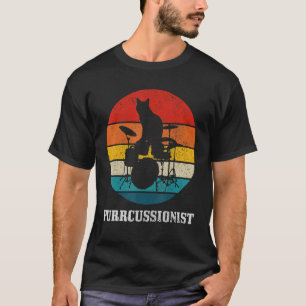 Camiseta Baterista Gato Percussão Vintage Bateria Bateria