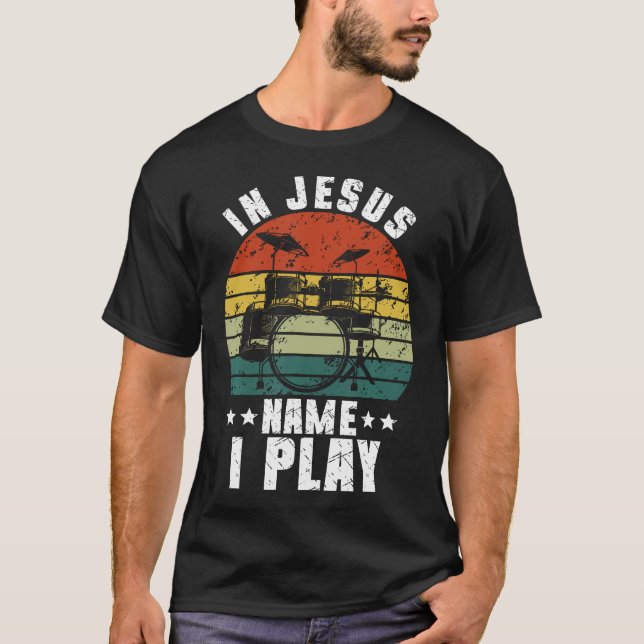 Camiseta Baterista Jesus Bateria Percussão Fé Cristo (Frente)