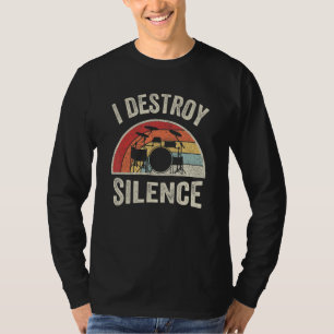 Camiseta Baterista Vintage Retro I Destruo Silêncio Percuss