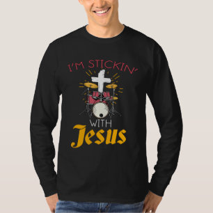 Camiseta Bateristas de Rock Cristão  Impressão Ficar Com Je