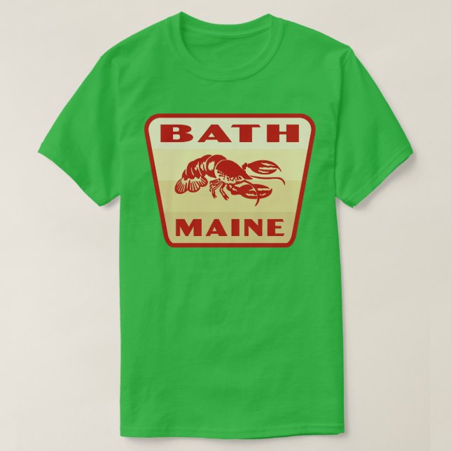 Camiseta Bath Maine Retro Crachá Tan (Frente do Design)