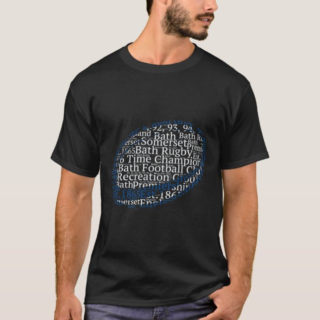 Camiseta Bath Rugby Union Fan Rugby Ball Word Cloud Inglês (Frente)