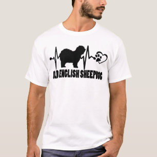 Camiseta Batida Cardíaca - Velha Cachorro Inglês - Cachorro
