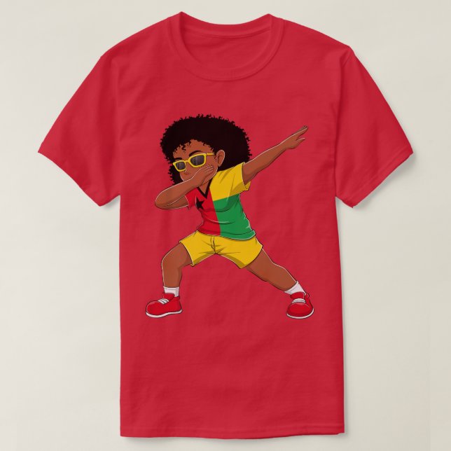 Camiseta Batida Menina Guiné-Bissau Bandeira Crianças Dança (Frente do Design)