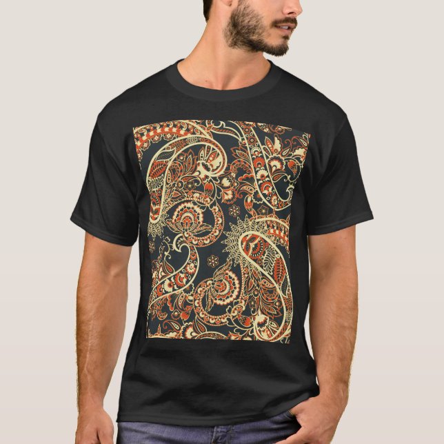 Camiseta Batik Paisley: Padrão De Vintage Sem Olho. (Frente)