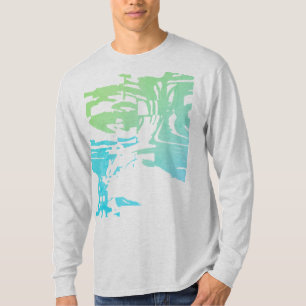 Camiseta Batik Tropical Beachy Light Green Aqua Design