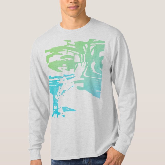 Camiseta Batik Tropical Beachy Light Green Aqua Design (Frente)