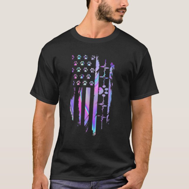Camiseta Batimento cardíaco Batida americana Holograma de b (Frente)