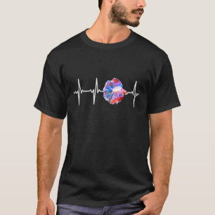 Camiseta Batimento Cardíaco de Peixe Betta para Aquário de
