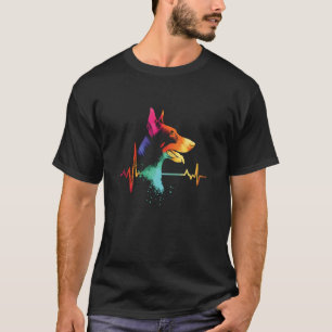 Camiseta Batimento cardíaco do Dobermann - Raça de cão Dobe