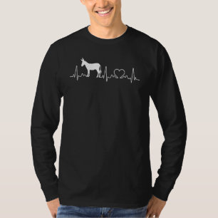 Camiseta Batimento cardíaco Donkey Mule Zoo Coração Fazenda