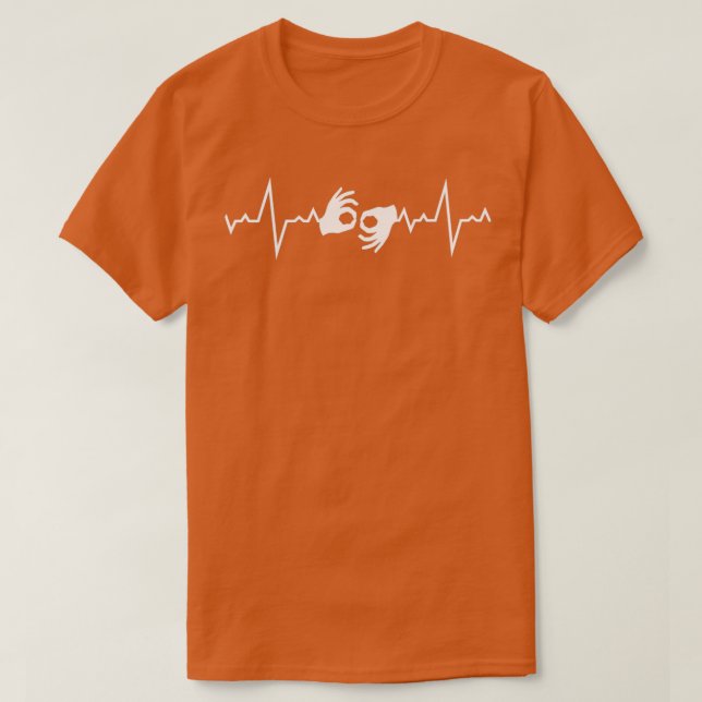 Camiseta Batimentos de Coração de Idioma de Sinais (Frente do Design)
