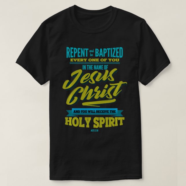 Camiseta Batismo adulto batizado de Jesus Cristo Espírito S (Frente do Design)