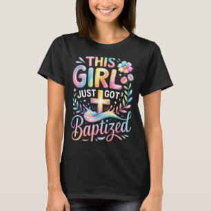 Camiseta Batismo Esta Menina Acaba de Ser Batizada Cruz Cri