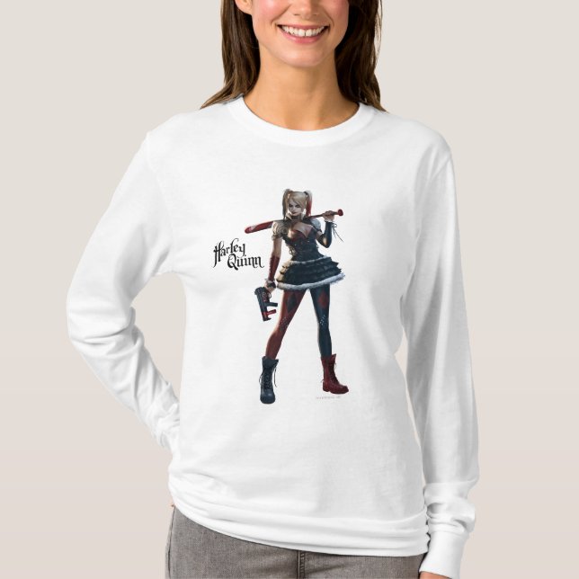 Camiseta Batman Arkham Knight | Harley Quinn com Bat (Frente)