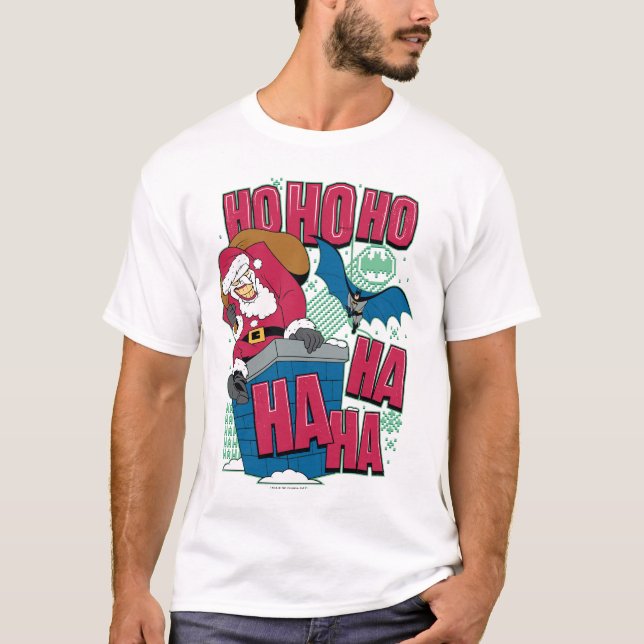 Camiseta Batman | Joker Santa Claus Subindo Chaminé (Frente)