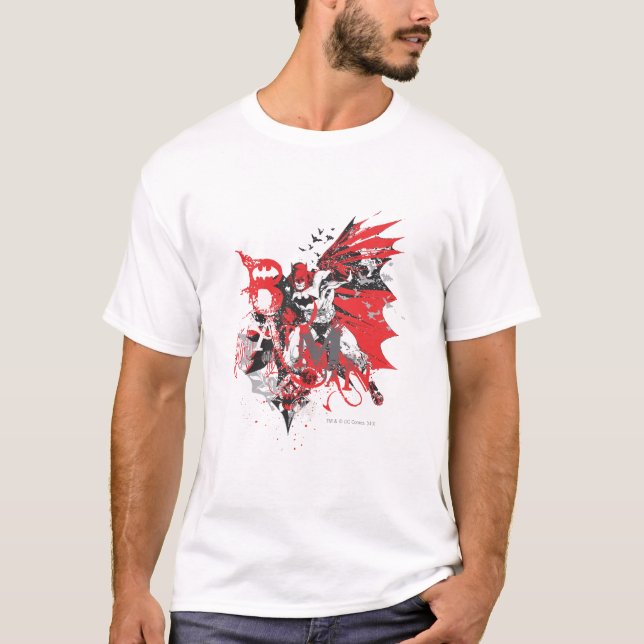 Camiseta Batman Red and Black Collage (Frente)