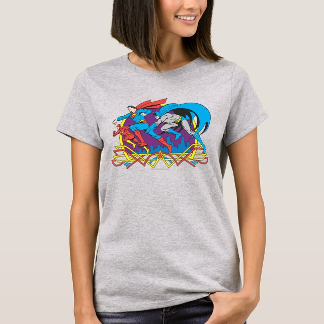 Camiseta Batman + Super-Homem + Flash (Frente)