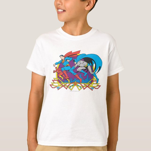 Camiseta Batman + Super-Homem + Flash (Frente)