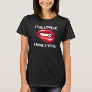 Camiseta Batom Para Meninas Mulheres Mordendo Lábios Vermel