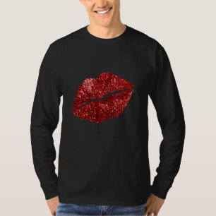 Camiseta Batom Vermelho Beijo Brilho Lábios Beijo Lábios Ve