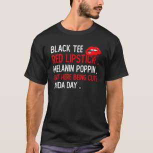 Camiseta Batom Vermelho Preto Melanina Poppin Por Aqui Send