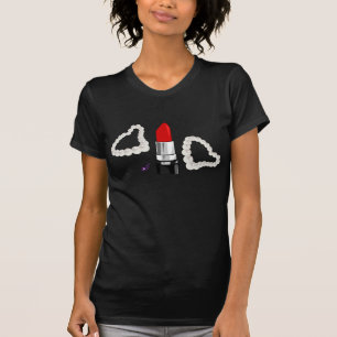 Camiseta Batom vermelho & t-shirt fino preto do jérsei das