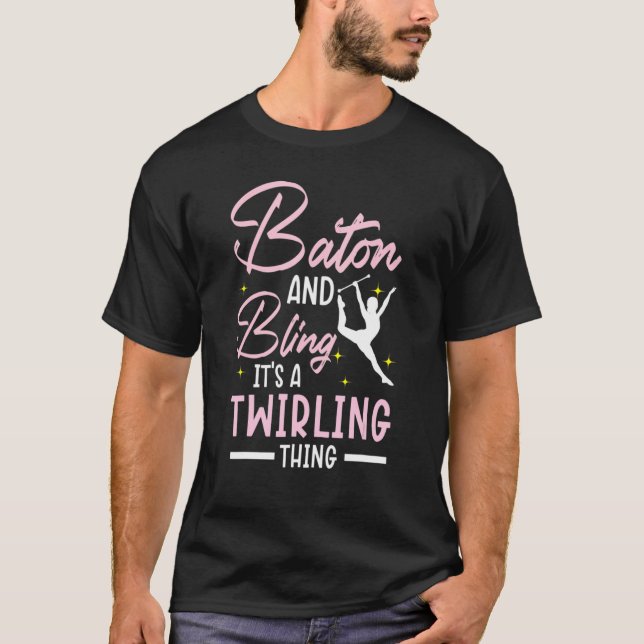Camiseta Baton e Bling É uma coisa giratória, Baton Twirle (Frente)