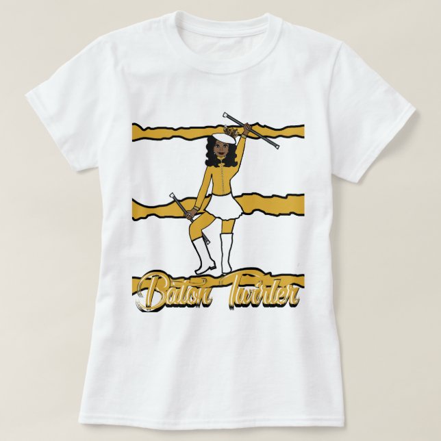Camiseta Baton Twirler T-Shirt / Dourado (Frente do Design)