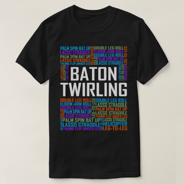 Camiseta Baton Twirling Words (Frente do Design)