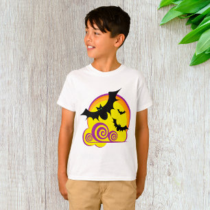 Camiseta Bats Voadores Noite das Bruxas Moon Cheio