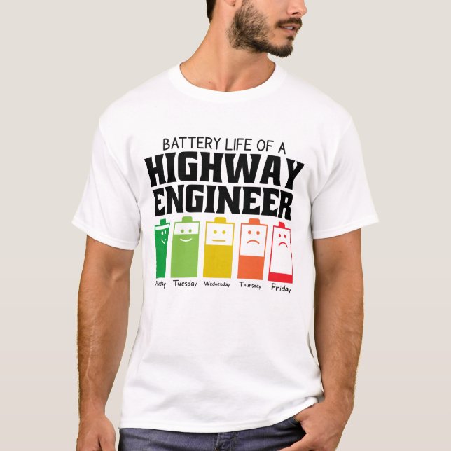 Camiseta Battery Life Of A Highway Engineer (Frente)