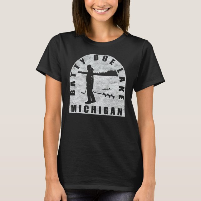 Camiseta Batty Doe Lake Ice Fish Michigan (Frente)