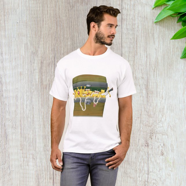 Camiseta Baú de Tesouro Pirata com Joias e Espada (Criador carregado)