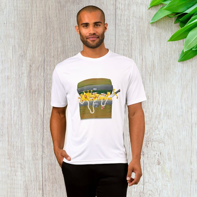 Camiseta Baú de Tesouro Pirata com Joias e Espada (Criador carregado)