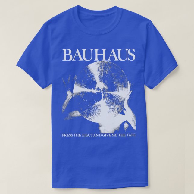 Camiseta Bauhaus Pressiona O Ejeção E Me Dá A Fita (Frente do Design)