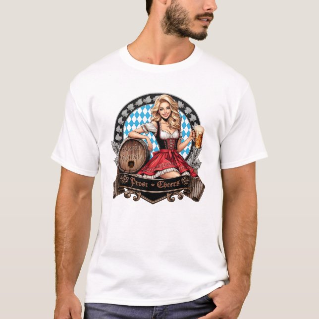 Camiseta Bavarian Festivals blondes Dirndl mit Prost Cheers (Frente)