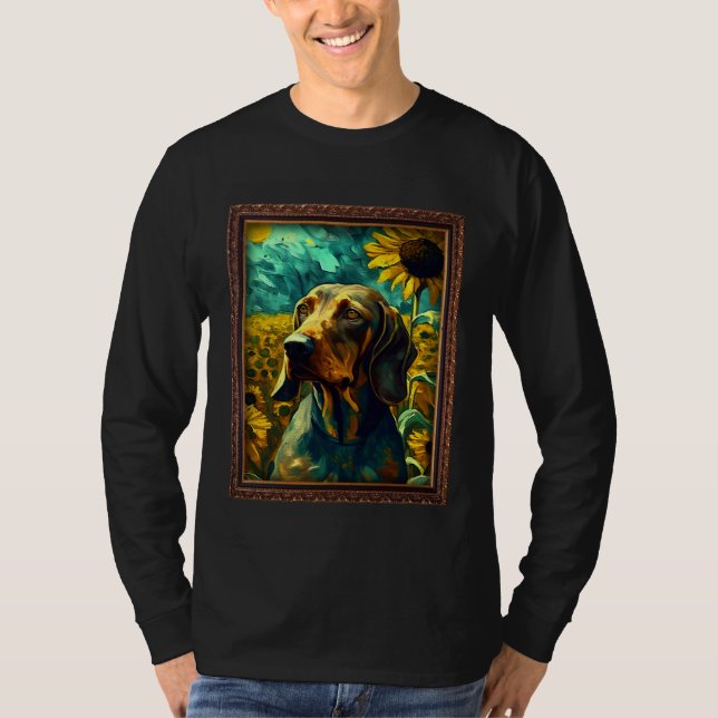 Camiseta Bavarian Mountain Scent Hound Painting Sunflower F (Frente)