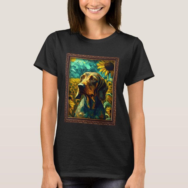 Camiseta Bavarian Mountain Scent Hound Painting Sunflower F (Frente)
