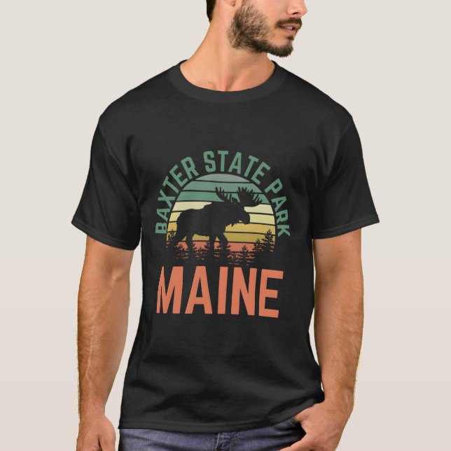 Camiseta Baxter State Park Maine Moose Hiking (Frente)