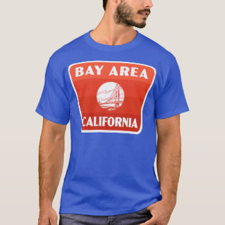 Camiseta Bay Area California Retro Crachá Vermelho