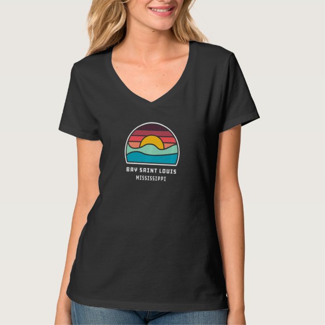 Camiseta Bay St Louis Mississippi Cool Minimalist Ocean Wav (Frente)