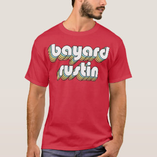 Camiseta Bayard Rustin Retro Rainbow Tipografia Estilo Desv