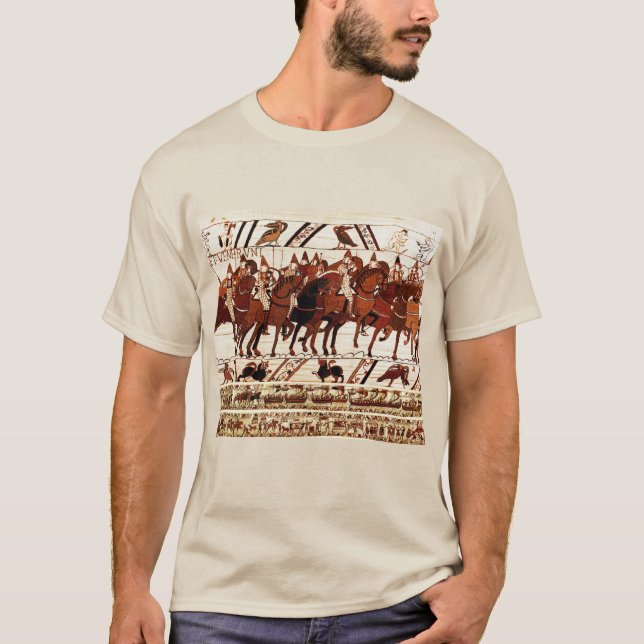 CAMISETA BAYEUX TAPESTRY NORMAN ARMY, KNIGHTS HORSEBACK (Frente)
