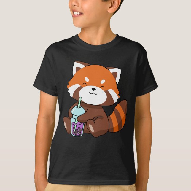 Camiseta Bble Tea Gift Girl Red Panda Boba Tea Bubble Tea (Frente)