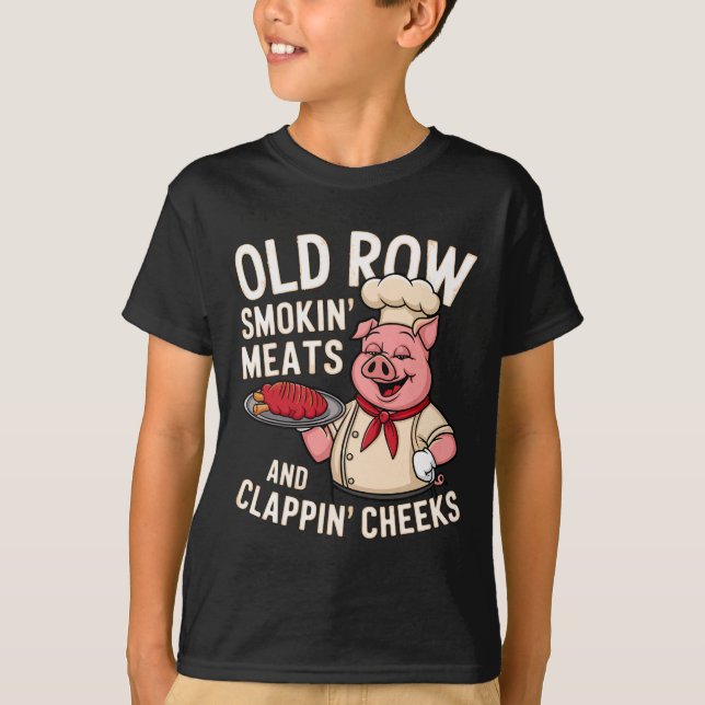Camiseta Bbq Old Row Smoking Meats And Clappin Cheeks 1  (Frente)