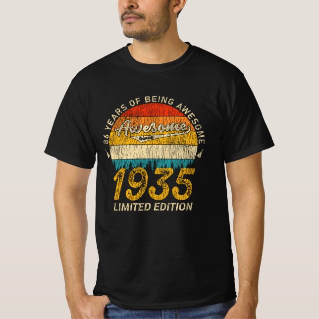 Camiseta Bday 1935, 90 anos, maravilhoso 90 de Aniversário  (Frente)