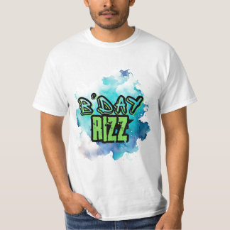Camiseta B'Day (Aniversário) Rizz Verde E Azul Monocromátic