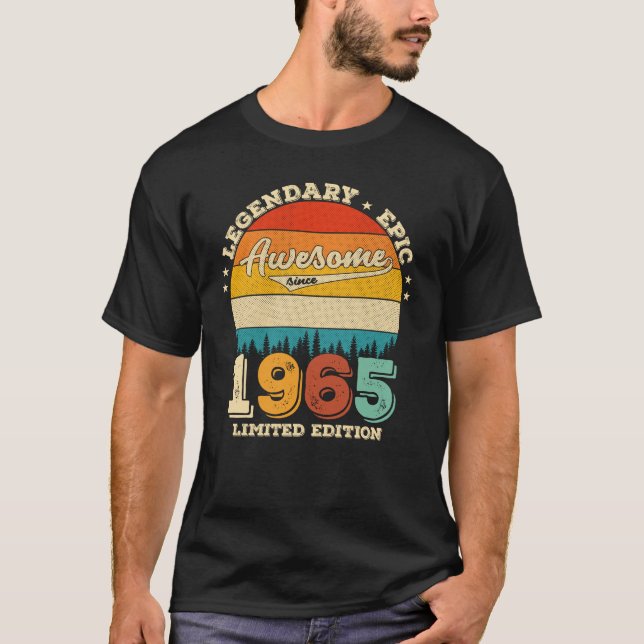 Camiseta Bday de 60 anos 1965 Incrível 60º presente de aniv (Frente)