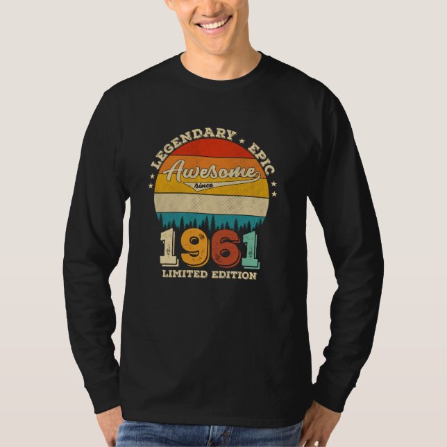 Camiseta Bday de 64 anos de 1961 Excelente Presente de 64 a (Frente)